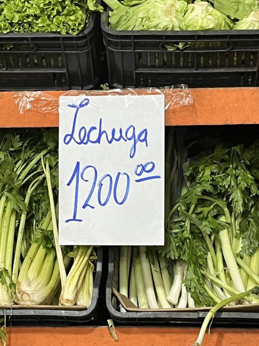 madorni's tweet photo. El billete de mayor denominación en la Argentina es el de 1.000 pesos: no alcanza ni para comprar un kilo de lechuga. Fin. https://t.co/Sb52P3lOQy