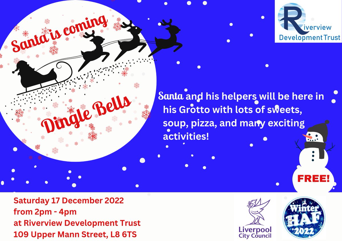 Tomorrow there will be an amazing FREE Grotto at Riverview Development Trust from 2pm - 4pm.
Bring the kids along to meet Santa and his elves, join in some fun activities, see <a href="/palaceponies/">Park Palace Ponies</a> and get a bite to eat!
<a href="/munby_steve/">Steve Munby</a> <a href="/srcdoyle/">Sarah Doyle</a>