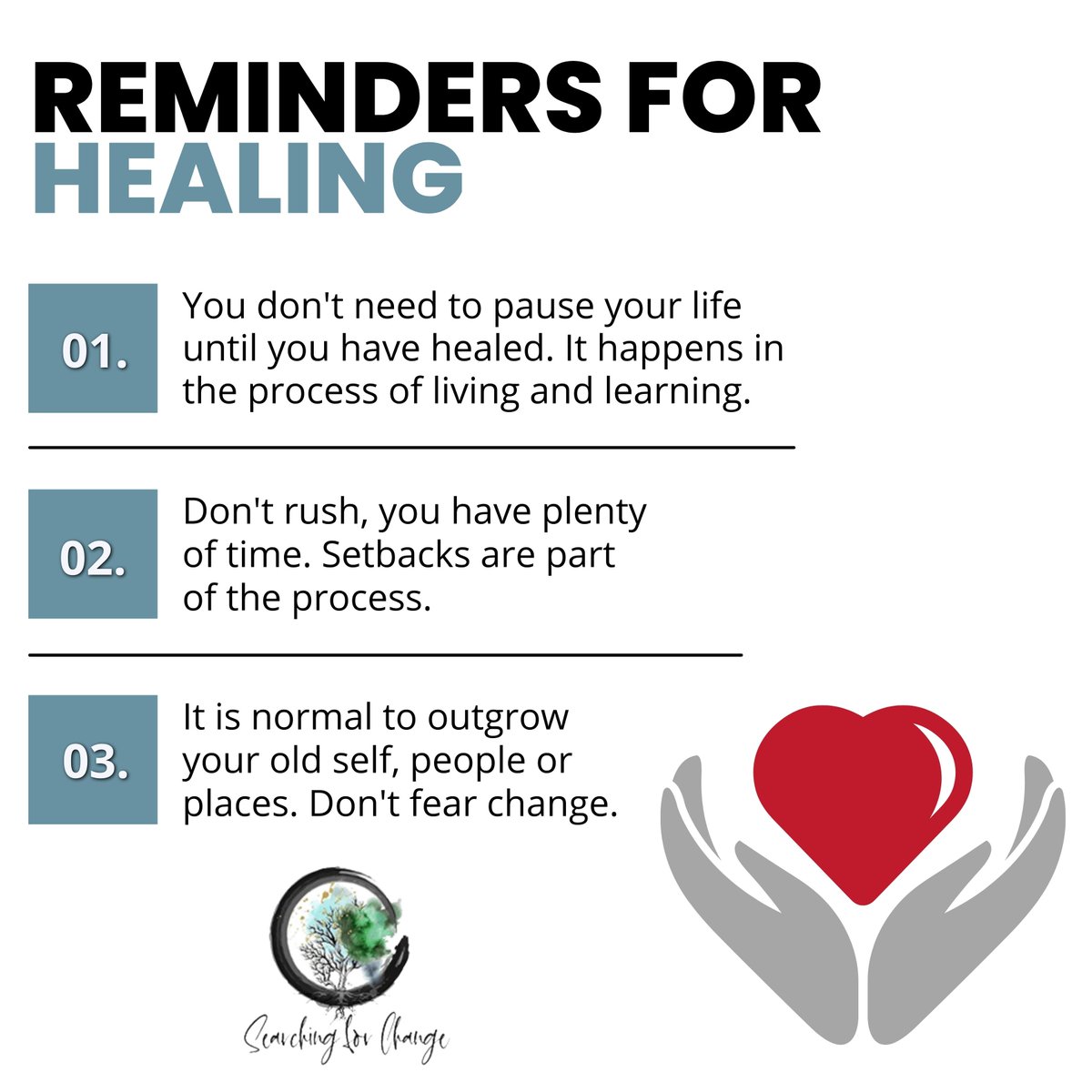 CSATinChicago's tweet image. The process of healing from any sort of trauma has so many misconceptions so let’s clear some up. 
Trust the process, be mindful with your journey but don’t pause your life, don’t rush and don’t be scared of change.
----
🌐 changesfc.com
.
#changesfc #searchingforchange