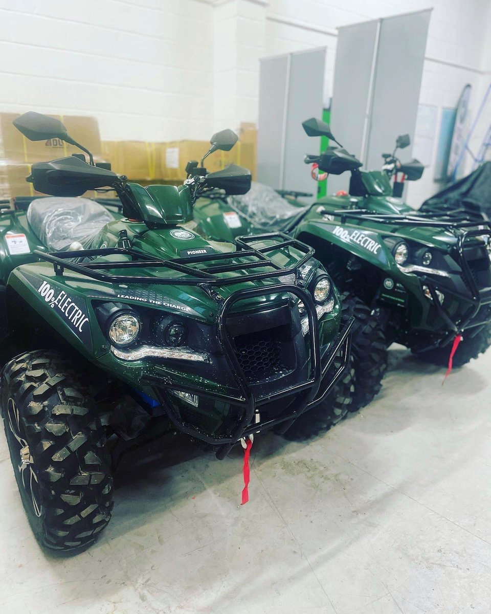 EcoQuads's tweet photo. Check one. Check two✌️Our 4WD lead acid Pioneer &amp; 4WD Lithium Power being checked and tested today ahead of their transatlantic travels to USA 🇺🇸 #leadingthecharge #comingtoamerica #testdrive #greenmachines #twinning #electricATV #zeroemissions #madeinbritain #availableworldwide https://t.co/uFydgyYtNR