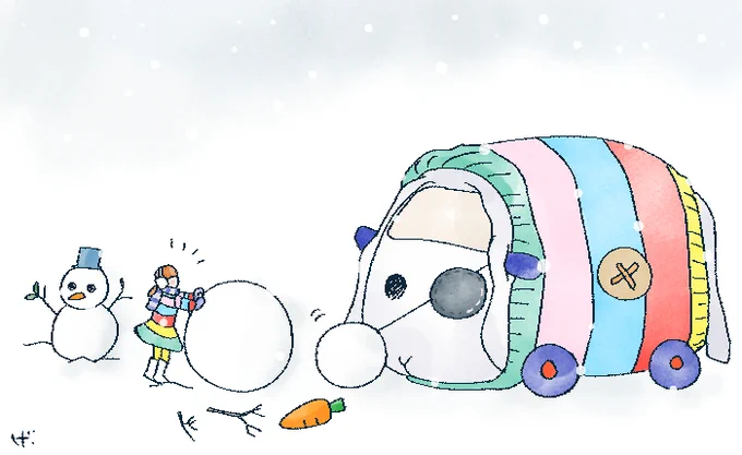 雪遊びするシェール#モルカーDS #モルカーファンアート 
