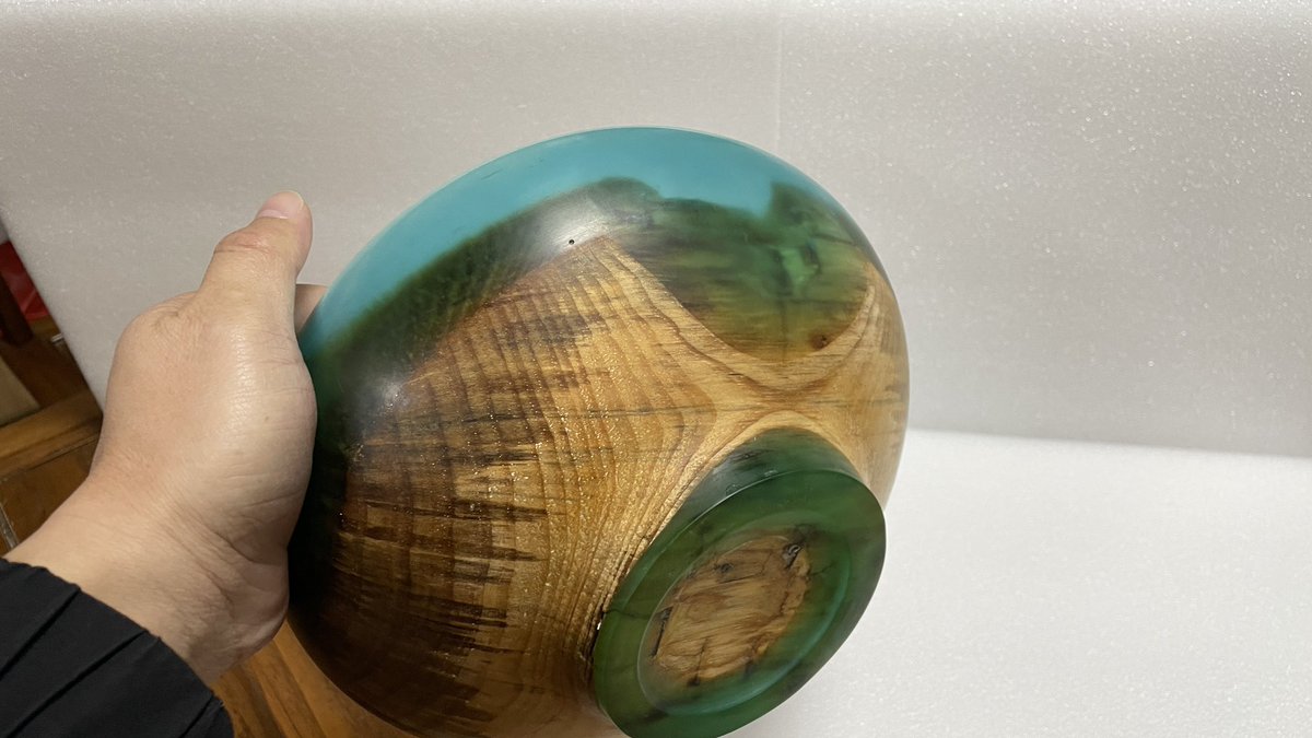 Handmade wood and resin bowl