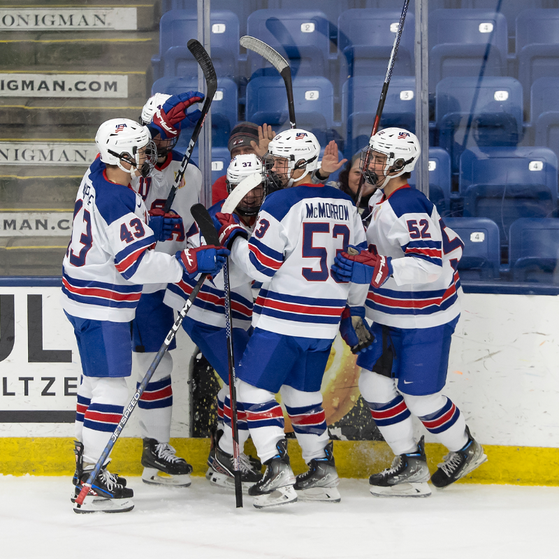 USAHockeyNTDP's tweet photo. Hagens leads the way with 5️⃣ points to secure a championship matchup tomorrow!