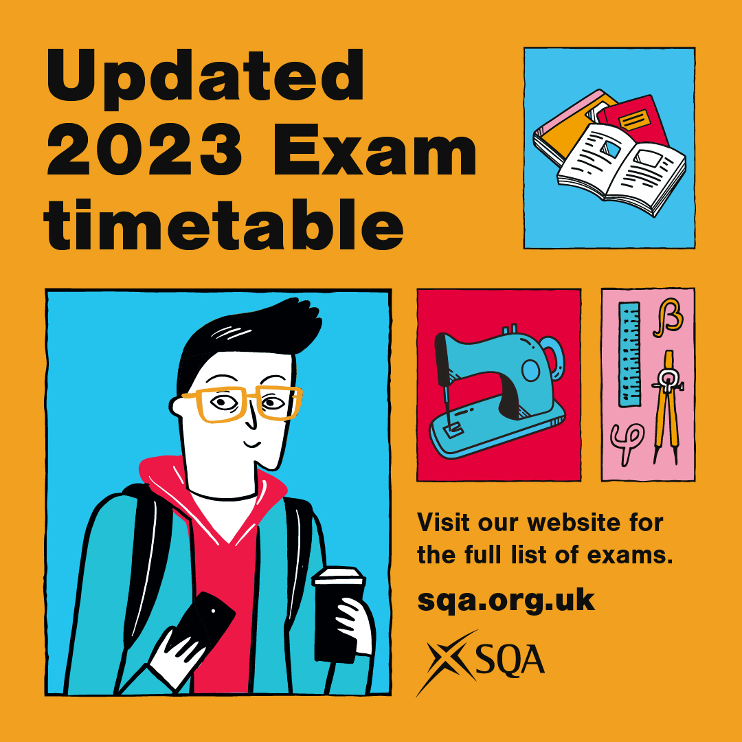 We've updated our 2023 exam timetable. It means the exam date &amp; time for some subjects have changed. #SQAexams

These changes take into account the public holiday for the King’s coronation.

📅 Results Day is still Tuesday 8 August.

More info👉 bit.ly/SQA_Exams_2023 (1/3)