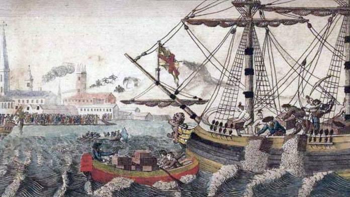 On this day in 1773 the colonists threw the tea overboard. The Boston Tea Party