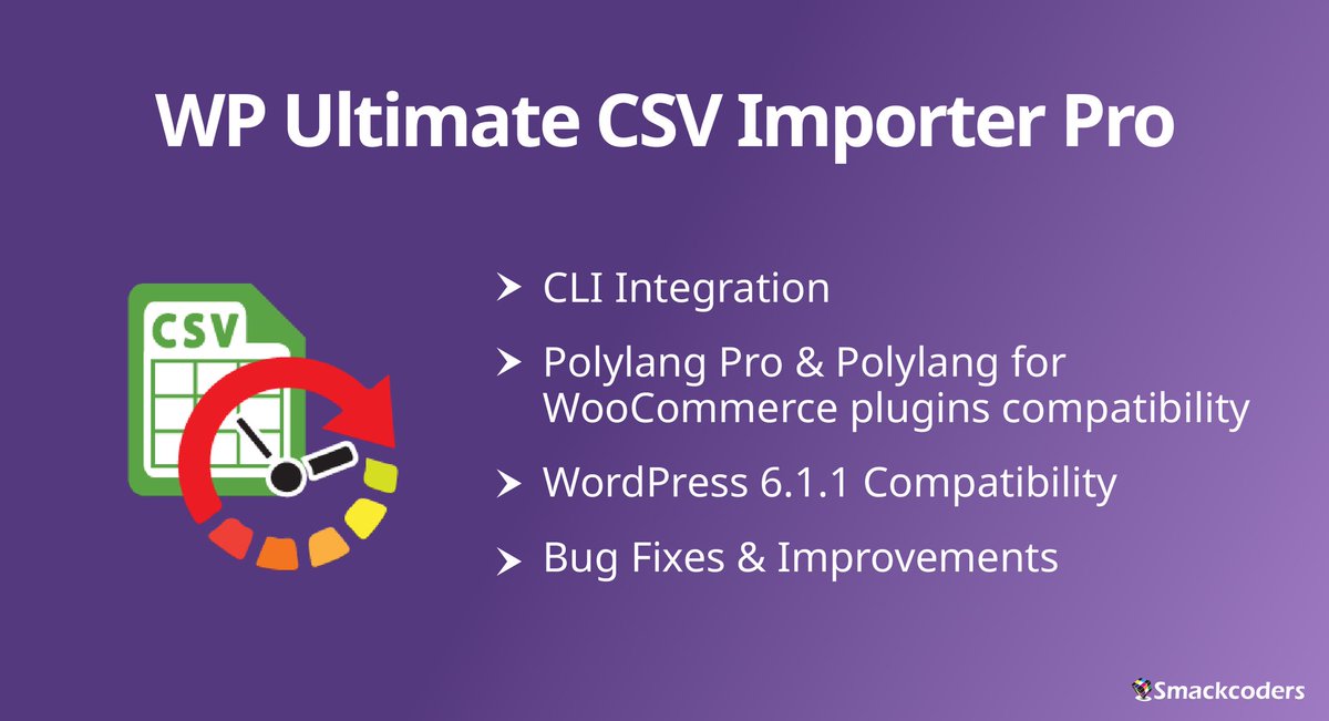 smackcoders_wp's tweet image. New update🥳WP Ultimate CSV Importer🥳
Now access the integration with CLI, Polylang Pro, Polylang for WooCommerce plugin, & more🤩 Check out the release blog for more details smackcoders.com/blog/new-updat…
#csvimporter #wordpress #plugin