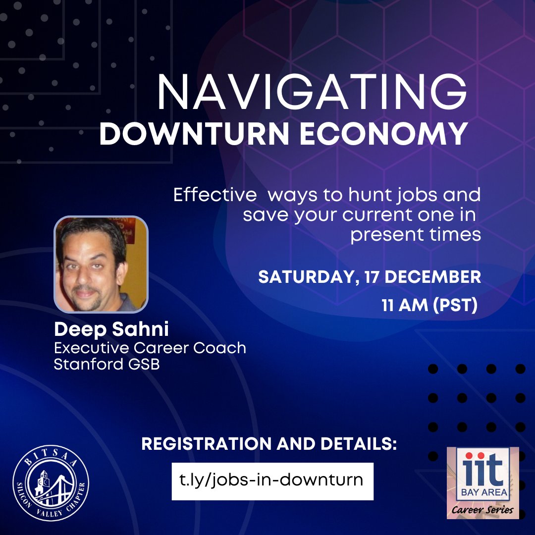 BITSAA International (@bitsaa) on Twitter photo Worried about the ongoing layoffs?
Learn effective ways to hunt jobs and save your current one in the present times with Deep Sahni brought to you by <a href="/bitsaa_svc/">BITSAA SVC</a> and @iitbayarea.
Register at tikkl.com/bitsaa-svc/c/d….
#BITSAA #SVC #IITBayArea #JobsInDownturn #CareerCoaching Worried about the ongoing layoffs?
Learn effective ways to hunt jobs and save your current one in the present times with Deep Sahni brought to you by <a href="/bitsaa_svc/">BITSAA SVC</a> and @iitbayarea.
Register at tikkl.com/bitsaa-svc/c/d….
#BITSAA #SVC #IITBayArea #JobsInDownturn #CareerCoaching
