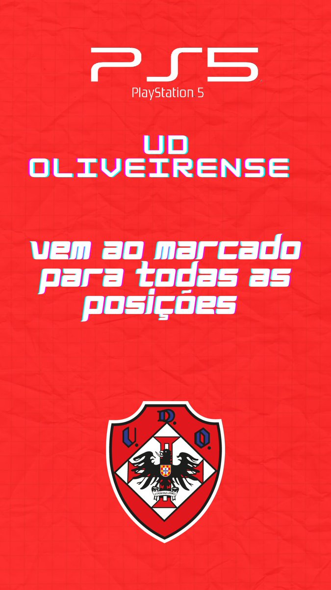UD Oliveirense vem ao mercado para Reforçar o plantel de FIFA 23 (PS5) para as competições que se avizinham.

- Compromisso;
- Assiduidade
- Dedicação e vontade;
- Espirito de Equipa;
- Disponibilidade de domingo a quinta feira das 21:00 às 23:30
