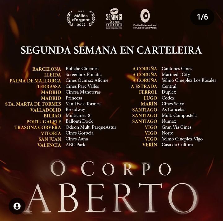 Aproveitade que o hoxe estrean Avatar para ir ao cine e, unha vez alí, ide ver O CORPO ABERTO. Segunda semana nos cines. Aquí podedes ver onde está.
#ocorpoaberto