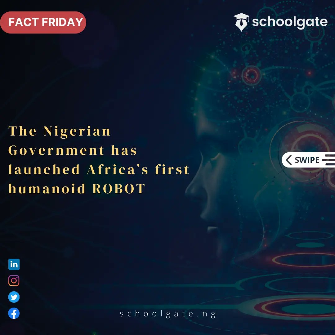 Schoolgate_ng's tweet photo. Nigeria has  commissioned it's first humanoid  robot🤖.

#tgif #fact #facts💯 #factsfriday #friday #fridayvibes #omeifetherobot #omeife #robotics #robots #ai #roboticseducation #codekids #schoolgate #schoolgate.ng #elearning #explorepage✨ #explore https://t.co/qdZAeY9lCk