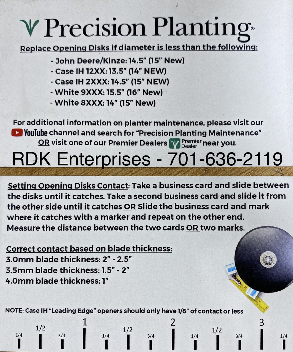 RDK Enterprises Inc. (@incrdk) on Twitter photo It’s maintenance time! Check those disk blades and get them shimmed properly! 🚜💪 #Plant23 #SmarterEverySeason #HotRodPlanters Questions call your local <a href="/PrecisionPlant/">Precision Planting</a> dealer! 😎 It’s maintenance time! Check those disk blades and get them shimmed properly! 🚜💪 #Plant23 #SmarterEverySeason #HotRodPlanters Questions call your local <a href="/PrecisionPlant/">Precision Planting</a> dealer! 😎