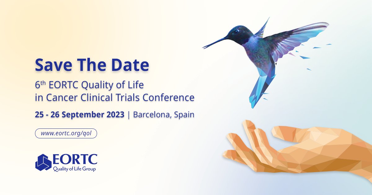 Save the date! Our 6th <a href="/EORTC/">EORTC</a> #QualityofLife in Cancer Clinical Trials Conference will be held on 25&amp;26 September 2023 in Barcelona &amp; will address “Clinical trials: from conception to publication”.

More info available soon: eortc.org/qol

#QoL2023 #GivingVoice2Patients