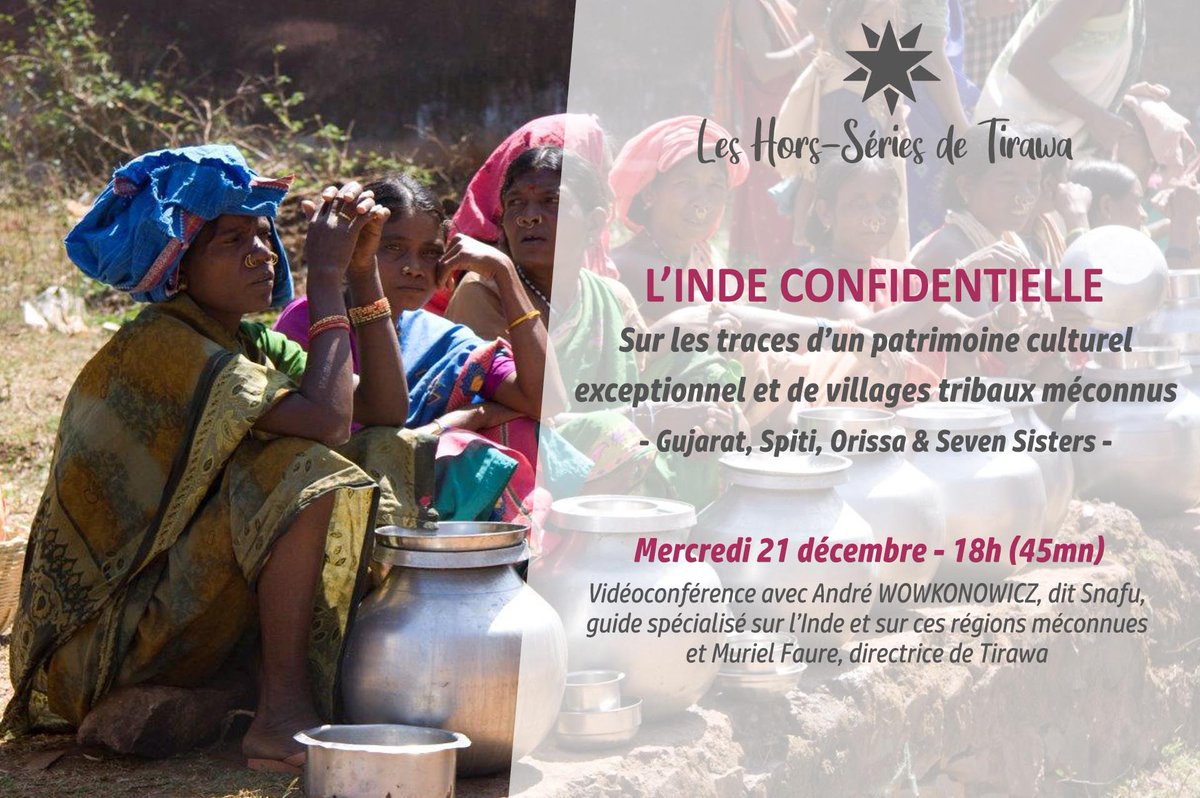 Tirawa_trek's tweet photo. Suivez notre dernière vidéoconférence de l'année dédiée à 4 régions confidentielles de l'Inde : Le Gujarat, le Spiti, l'Orissa et les Seven Sisters. 
Rendez-vous mercredi 21 décembre à 18h et découvrez ces régions aux richesses insoupçonnées.
Inscription👉https://t.co/DICGj1Hwsx https://t.co/xw7cOimMg2