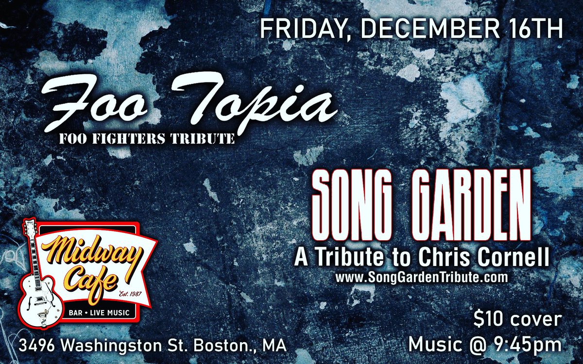 SongGardenBand's tweet photo. TONIGHT!  #soundgarden #FooFighters #tributebands #chriscornell #bostonmusicscene https://t.co/14AI1bOodA