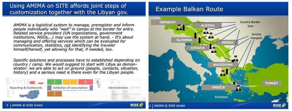 matthimon's tweet photo. "The concept is about how refugee flows can be tracked, controlled and managed by sensors and software.
If necessary, this tool can be used to identify every individual throughout Europe. It is designed 'for several million users':
https://t.co/t7dp1cJ58P
#AMIMA #Westbalkan https://t.co/kXg8WczwsX