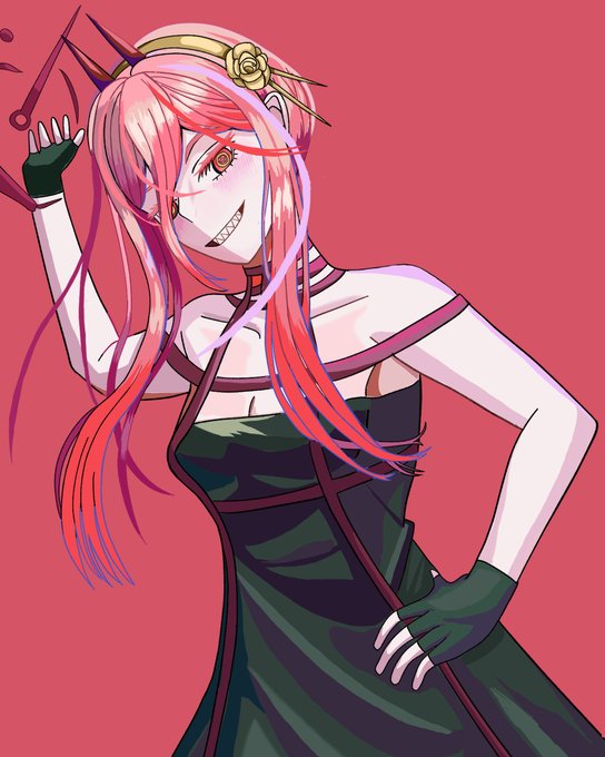 #チェンソーマン #スパイファミリー 
#イラスト #イラスト好きさんと繋がりたい 

ヨルさんの服着たパワーちゃん 