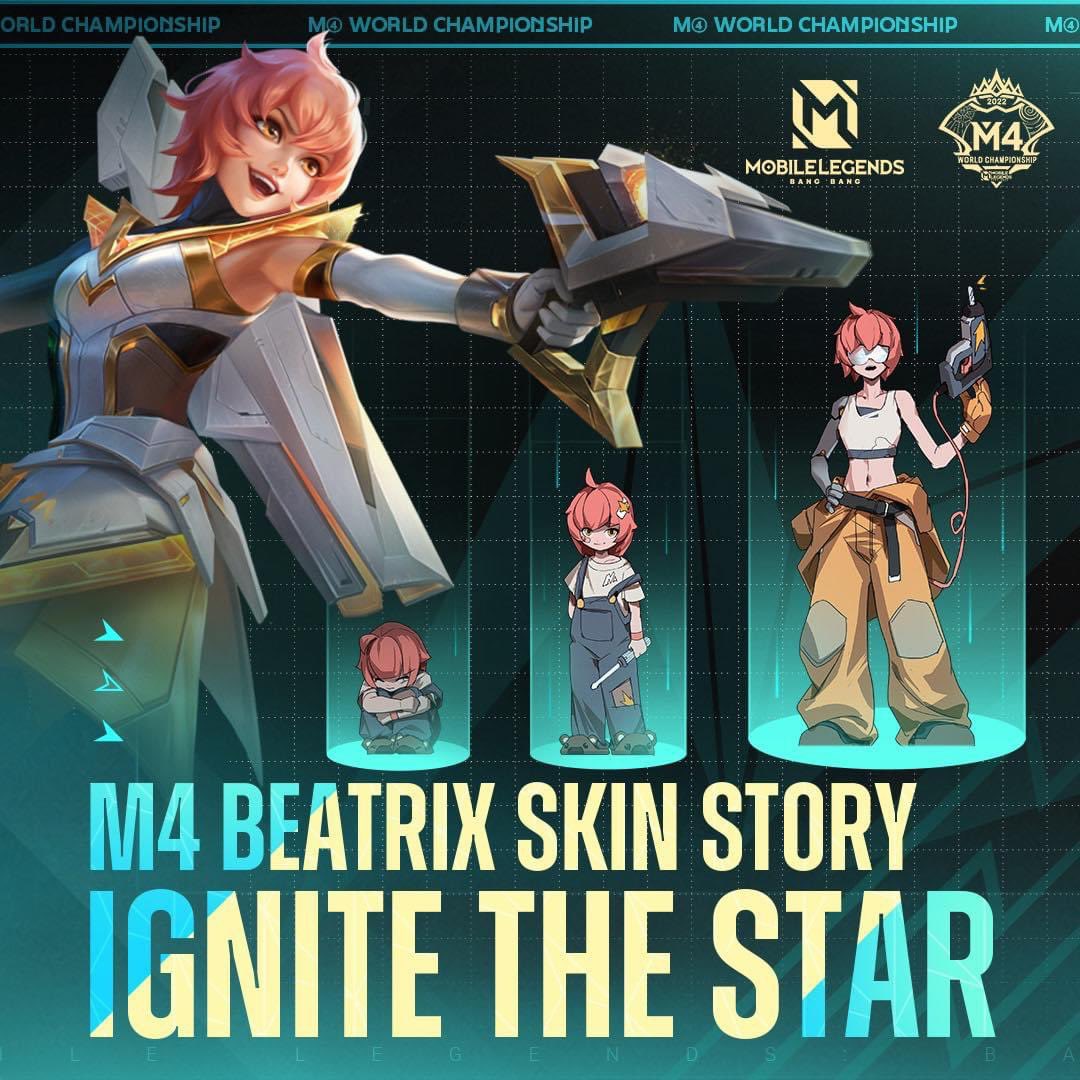 MobileLegendsOL's tweet photo. M4 Beatrix Skin Story Ignite the Star is now available on the lore site!

How did the mecha apprentice Beatrix become the champion of the M Championship? Will she finally find answers to the mystery of her father who joined the competition but ended up missing? https://t.co/zrhD1EXfma
