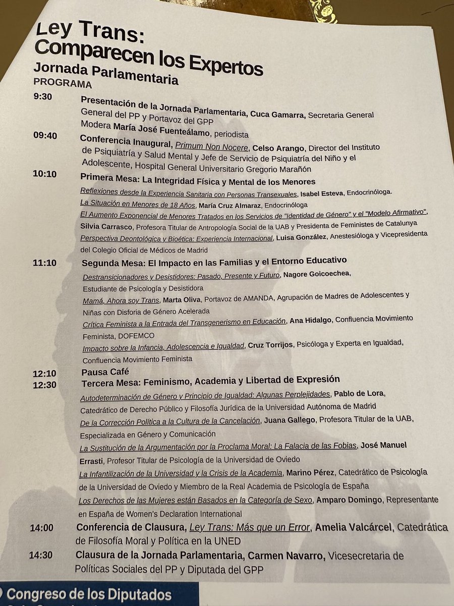 Cayetana Álvarez de Toledo (@cayetanaat) on Twitter photo Dogmáticos y despóticos, los promotores de la Ley Trans se negaron a escuchar a los expertos. Hoy los ha convocado en el Congreso el <a href="/ppopular/">Partido Popular</a>.
Enhorabuena a <a href="/CnLacoba/">Carmen Navarro Lacoba</a>, <a href="/MartaGlezVzqz/">Marta González Vázquez</a> y <a href="/pilarmarcosd/">Pilar Marcos 🇪🇸🇻🇪🇮🇱🇺🇦</a> por una jornada excepcional. Y a <a href="/AmeliaValcarcel/">Amelia Valcárcel</a> por su valentía y claridad. Dogmáticos y despóticos, los promotores de la Ley Trans se negaron a escuchar a los expertos. Hoy los ha convocado en el Congreso el <a href="/ppopular/">Partido Popular</a>.
Enhorabuena a <a href="/CnLacoba/">Carmen Navarro Lacoba</a>, <a href="/MartaGlezVzqz/">Marta González Vázquez</a> y <a href="/pilarmarcosd/">Pilar Marcos 🇪🇸🇻🇪🇮🇱🇺🇦</a> por una jornada excepcional. Y a <a href="/AmeliaValcarcel/">Amelia Valcárcel</a> por su valentía y claridad.