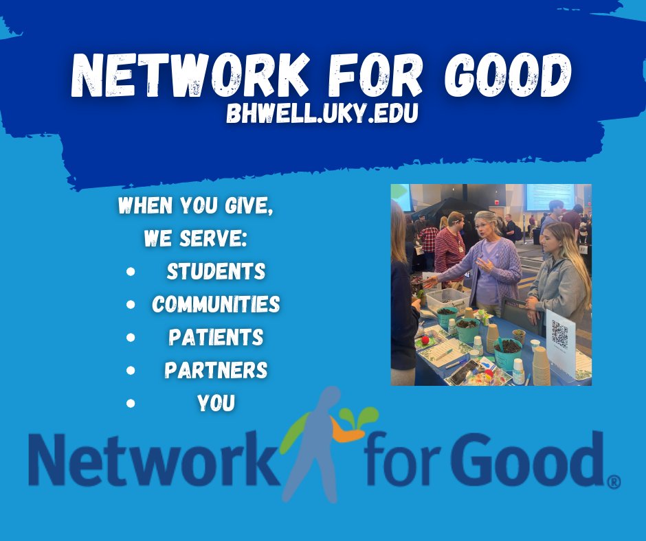 UKBHWELL's tweet photo. We appreciate each donation received.
When you #Give, we #Serve!
*students
*communities
* patients
* partners
* you
https://t.co/M6PbRoNLS6
#NetworkForGood #BBN #SeeBlue #UniversityOfKentucky #BhWell https://t.co/a00aRpC5jp