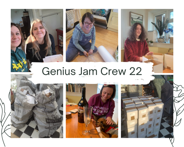 geniuswithinCIC's tweet photo. A big shoutout to this years #GeniusJam &amp; #GeniusChutney crew Meg, Nancy, Brandon, Kierann &amp; Emily 🙌

This year they've made &amp; posted a whopping 210 jars &amp; everyone here is so excited to see what flavor they get!
Thank you for continuing this much-loved tradition

#HappyHolidays https://t.co/VbL7uowpV6