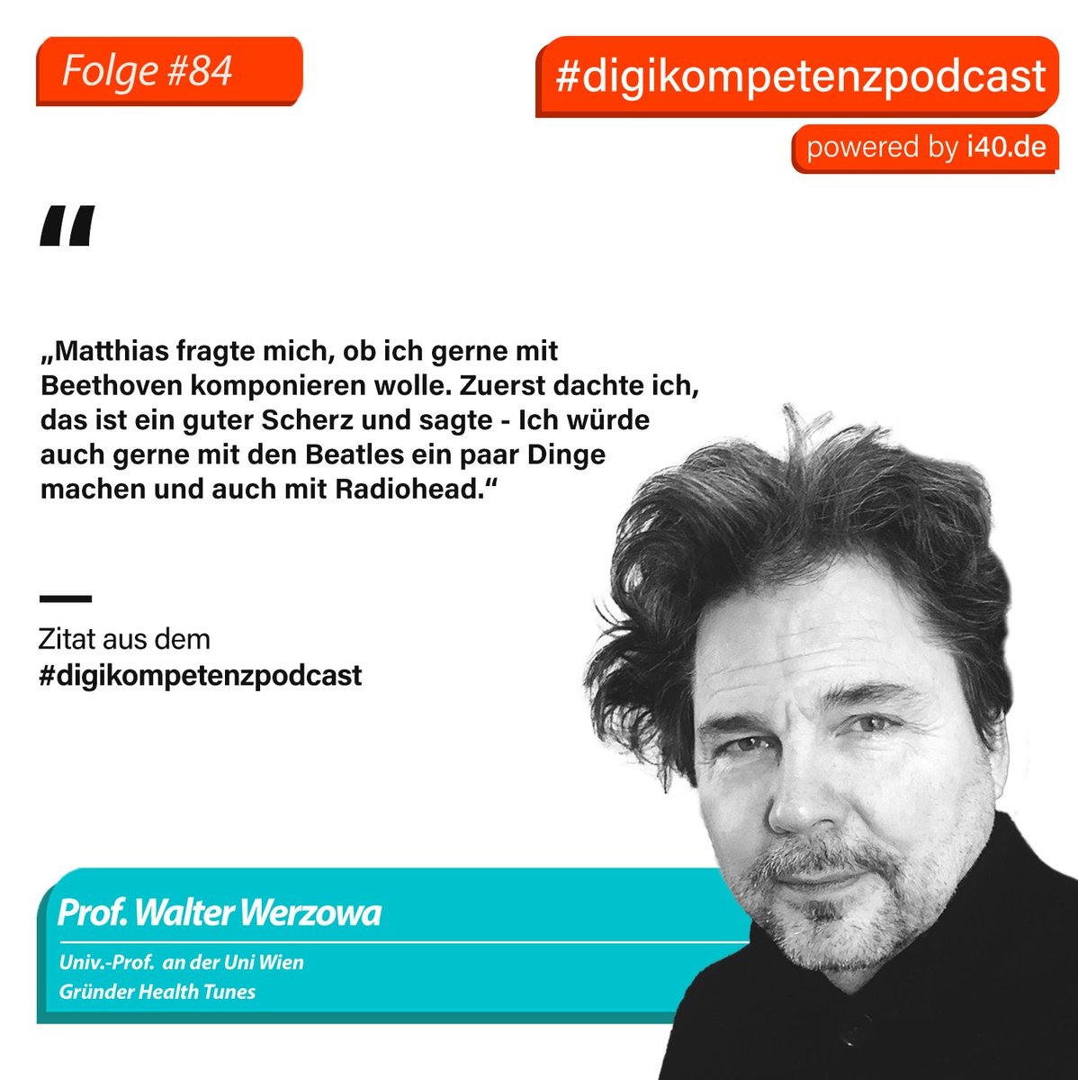 i40zentrum's tweet image. #OUTNOW: KI schwitzt nicht - Die Vollendung der Beethoven Sinfonie im #digikompetenzpodcast mit @SedaRoeder, @matthiasroder und @walterwerzowa im Gespräch mit @PhilippRamin und @AnneKoark über Künstliche Intelligenz und Musik. #Beethoven #robbiewilliams #inspiration #kreativität