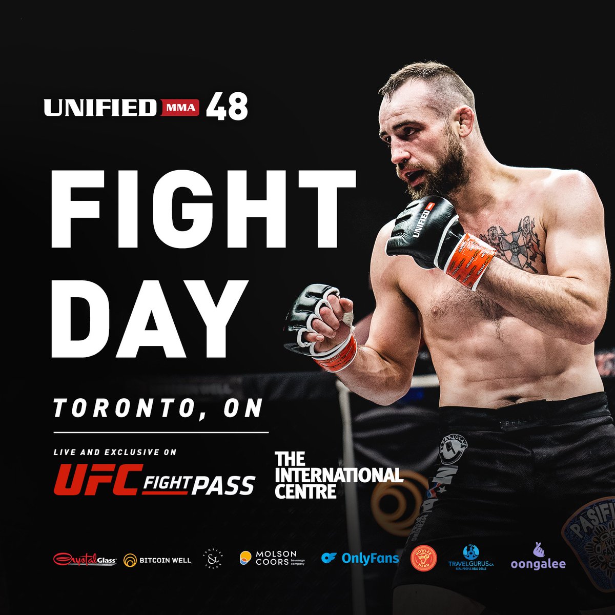 🚨 It's finally Fight Day in #Toronto, as the STACKED #Unified48 goes down TONIGHT at @ICpresents Hall 3, LIVE on @UFCFightPass 🎟️ LIMITED tickets will be available at the door if you haven't got yours yet 🎟️