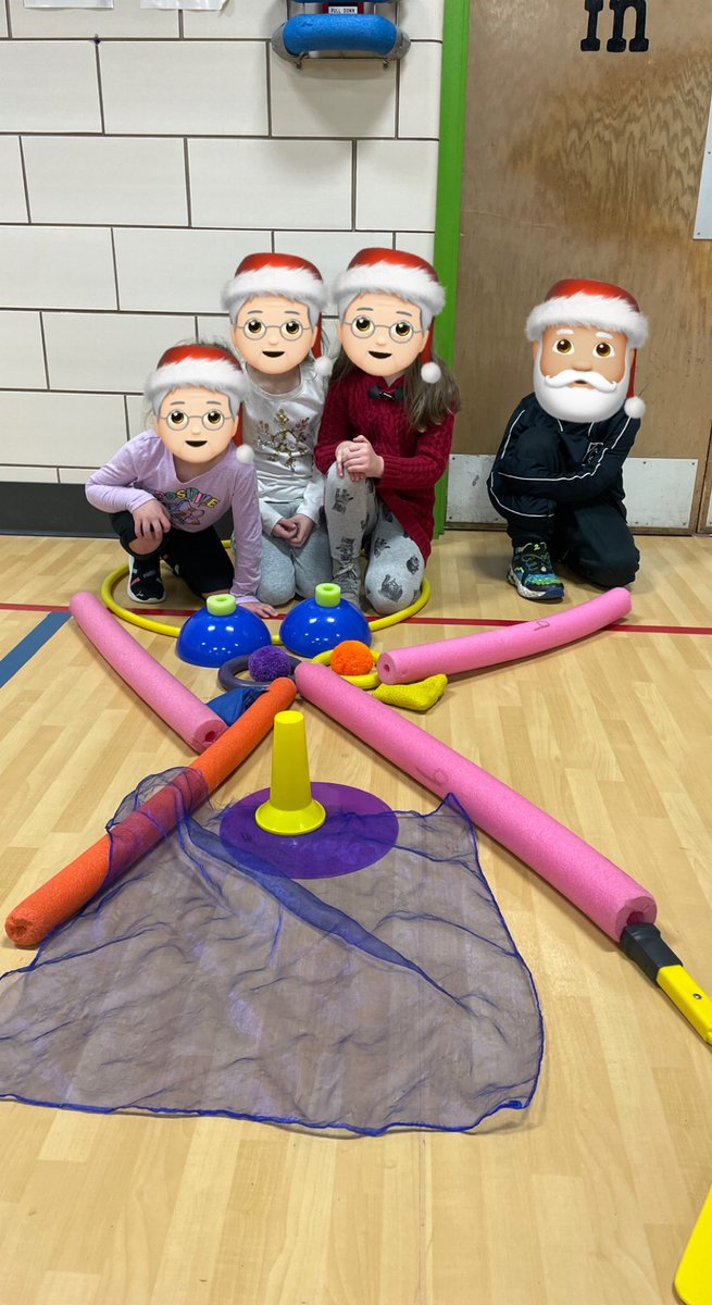 Hey <a href="/kellidsmith/">PEwithCoachSmith</a> is this what you had in mind for creative winter scenes? They said it’s Mrs. Claus and the cones are her glasses &amp; yarn balls are her eyes…not what I see! 🤣🤣🤣 #physed