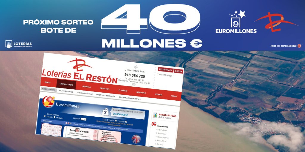 VIERNES 16 de DICIEMBRE ☘️
👉EUROMILLONES🎊 BOTE 40🎯millones 💵
En nuestra web🍀
bit.ly/2YxzEc9
o si prefieres 🚶🚶‍♂️en nuestra administración de C.C. El Restón‍🏢
#Valdemoro #ElRestón
