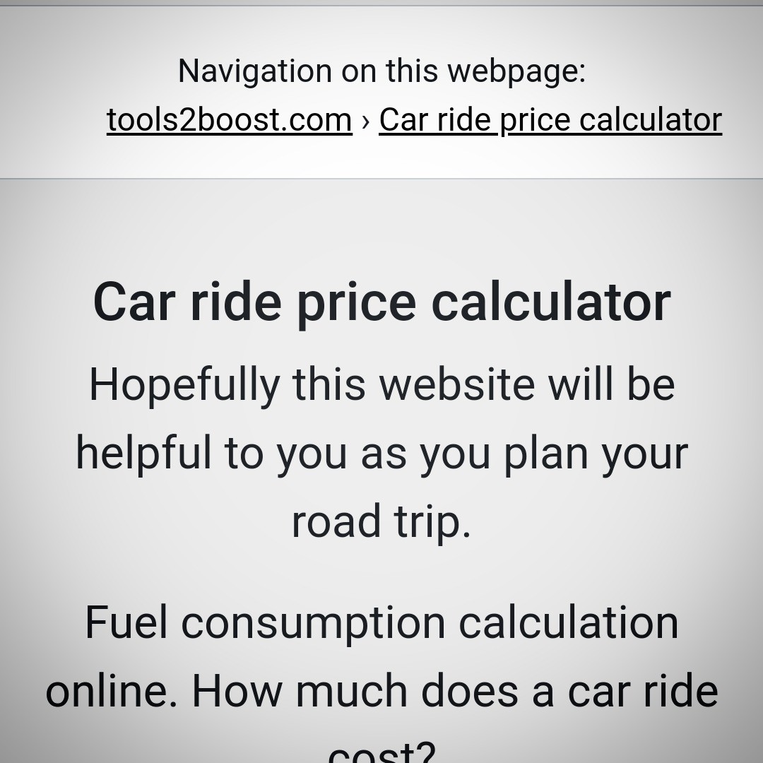 Tools2BoostCom's tweet photo. Easily calculate your car ride costs with our new price calculator. #free #car #cars #costs #calculator

https://t.co/cMazNoDhen https://t.co/xzzzDJE73f