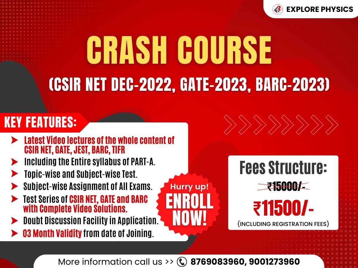explore_physics's tweet photo. #csirnet #Physics #csirnetphysics #crashcourse #physicscourse https://t.co/Q2YgRADJ7V