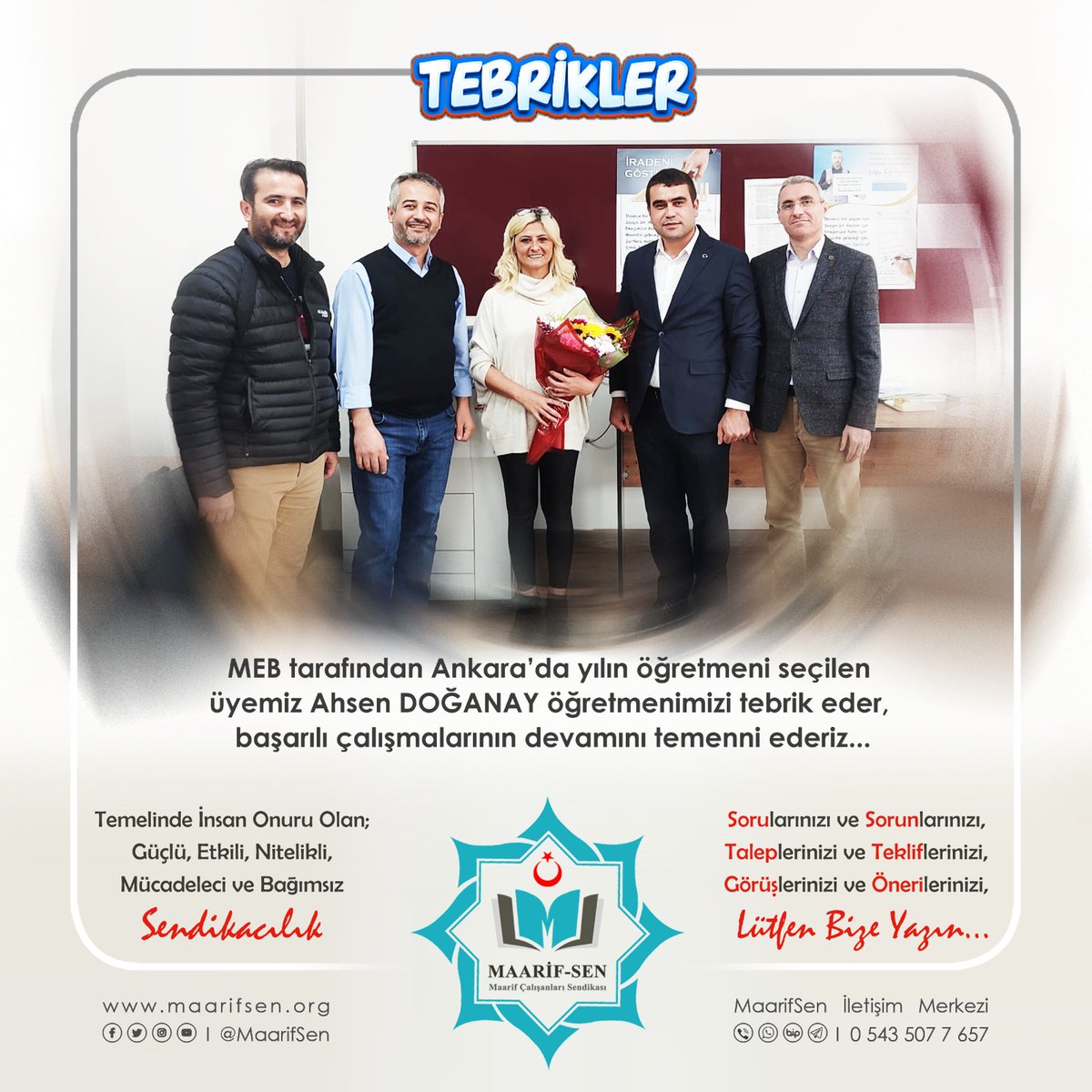 AhsenDoganay's tweet photo. Sendikamın kıymetli yöneticilerine çok teşekkür ederim. Sizinle yürümek ayrı bir onur. 
@MaarifSen https://t.co/2AOILPyK7h