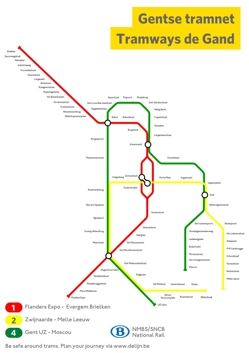 Ik verveelde dus heb een betere kaart gemaakt van de Gentse tram!! Ik heb niet te veel tijd (ik heb te veel tijd)