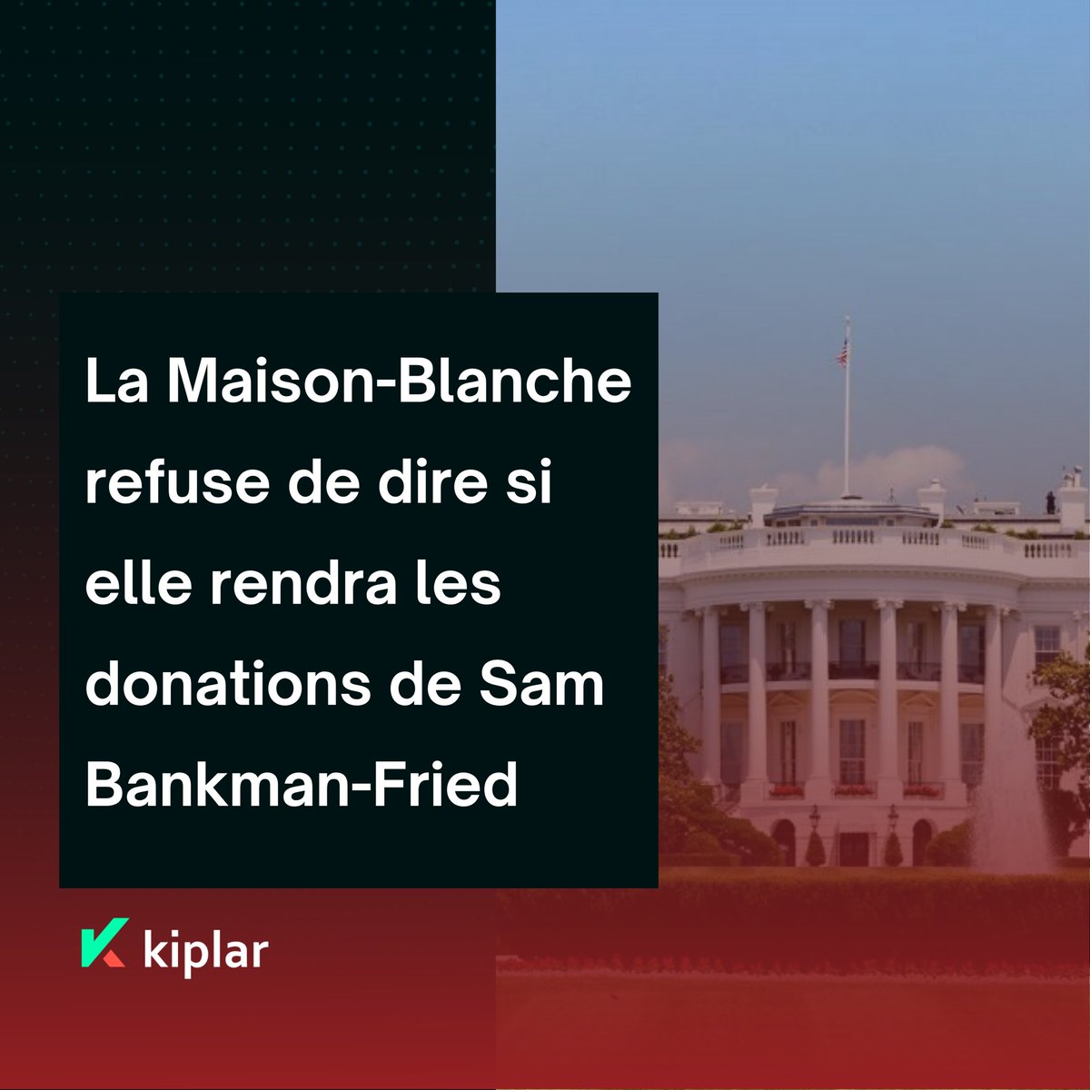 La porte-parole de la #MaisonBlanche, a refusé de se prononcer concernant un éventuel retour des dons effectués par #SamBankmanFried auprès du parti démocrate. Pour rappel,c’était le second plus important donateur du parti démocrate lors de la campagne présidentielle de 2020 #ftx