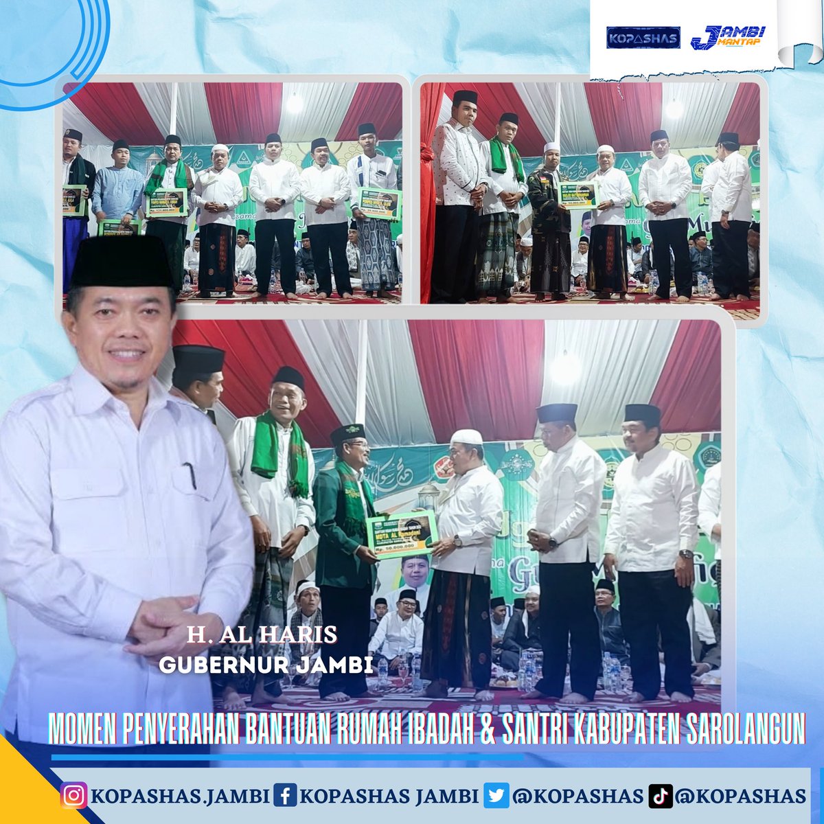 kopashas's tweet photo. Penyaluran bantuan rumah ibadah dan santri di Kabupaten Sarolangun

#kopashas #alharis #woharis #gubernurjambi #jambimantap https://t.co/mf1WBq8lOP