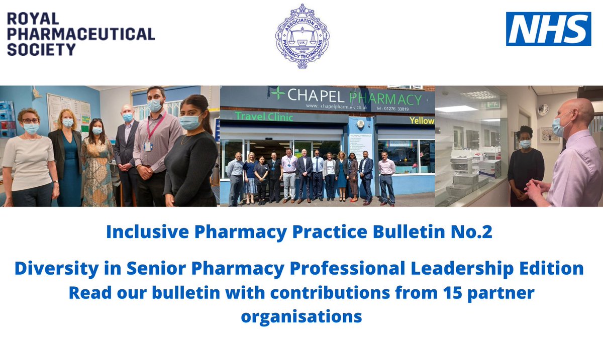We’ve published our latest #InclusivePharmacyPractice Bulletin: bit.ly/3YuNkDS. Thank you to 15 partner organisations for sharing their work to improve the diversity of people in senior pharmacy professional leadership roles @APTUK1 @rpharms @liz_fidler @drmahendrapatel