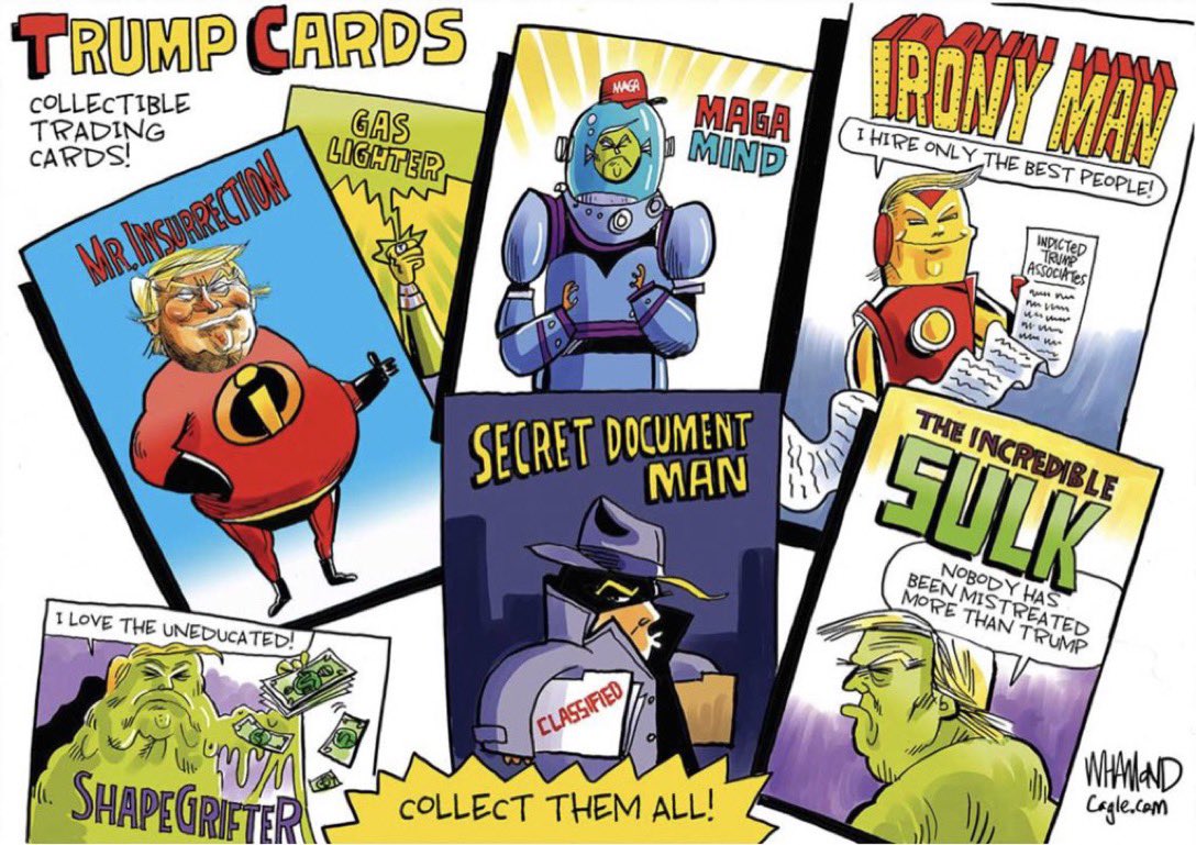 chunterkap's tweet photo. #MajorAnnouncement
Prove that you’re true #MAGA, and not one of those woke #RINOs, by collecting all the new #TrumpNFT’s:
#MrInsurrection
#GasLighter
#IronyMan
#ShapeGrifter
#SecretDocumentMan
#IncredibleSulk https://t.co/8nFmFBCbyU