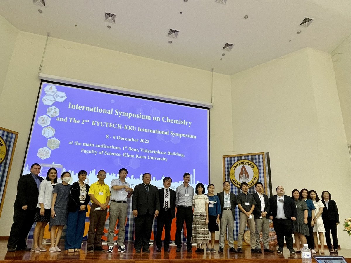 DesaulniersLab's tweet photo. This Dec 2022 @JP_Desaulniers was an invited speaker from @ontariotech_u to present at the “International Symposium on Chemistry and The 2nd KYUTECH-KKU International Symposium” in Thailand 🇹🇭
@khonkaenunivers @kyutech
#greatconference https://t.co/tQt8qML3q8
