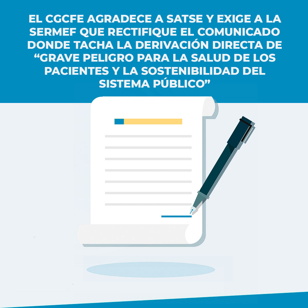 El <a href="/cgcfe/">CGCFE</a> agradece el apoyo del <a href="/Sindicato_SATSE/">SATSE</a> y exige a la <a href="/SERMEF_es/">SERMEF</a> que rectifique el comunicado donde tacha la derivación directa de “grave peligro para la salud de los pacientes y la sostenibilidad del sistema público”

📃 Comunicado completo: bit.ly/3W5iJef