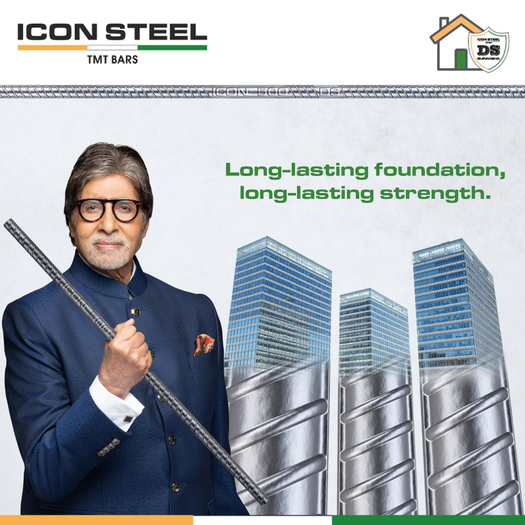 With superior quality comes extreme ductility and strength. Choose Icon Steel for the secure future of your homes.

#IconSteel #IconSteelIndia #IconicStructure #Strength #Ductility #AmitabhBachchan #BrandAmbassador