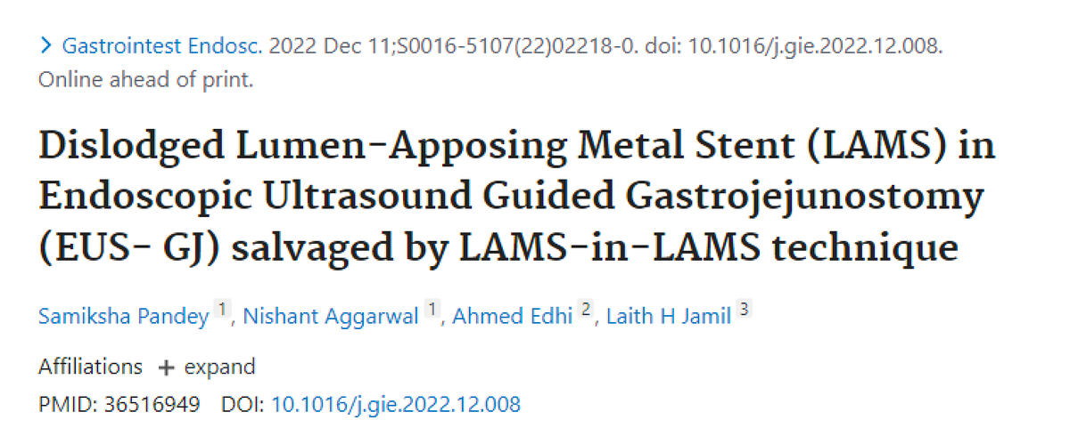 PSamikshaMD's tweet photo. Here's our brief article published online in GIE. Currently in press. #GIEtwitter #medtwitter @GIE_Journal https://t.co/SHhly5mvKP
