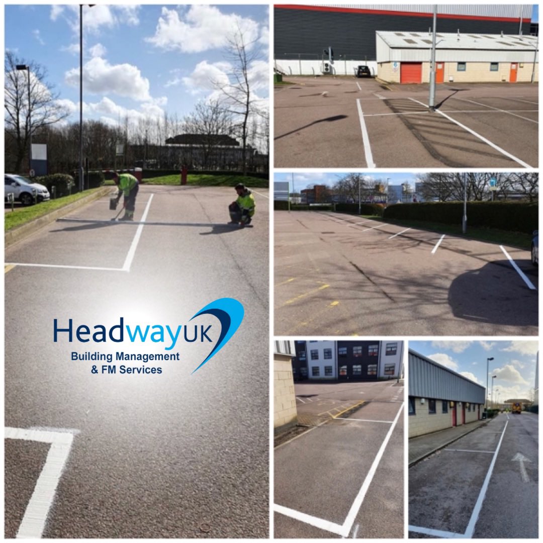 Right now the floor isn’t quite so visible with all the snow we have had, but here are some pictures taken when we assisted with the car park redesign and paint for <a href="/TheWentaGroup/">Wenta - Socially enterprising since 1983.</a> Stevenage, a multi-occupant office block in Hertfordshire. 
#propertymaintenance #linepainting