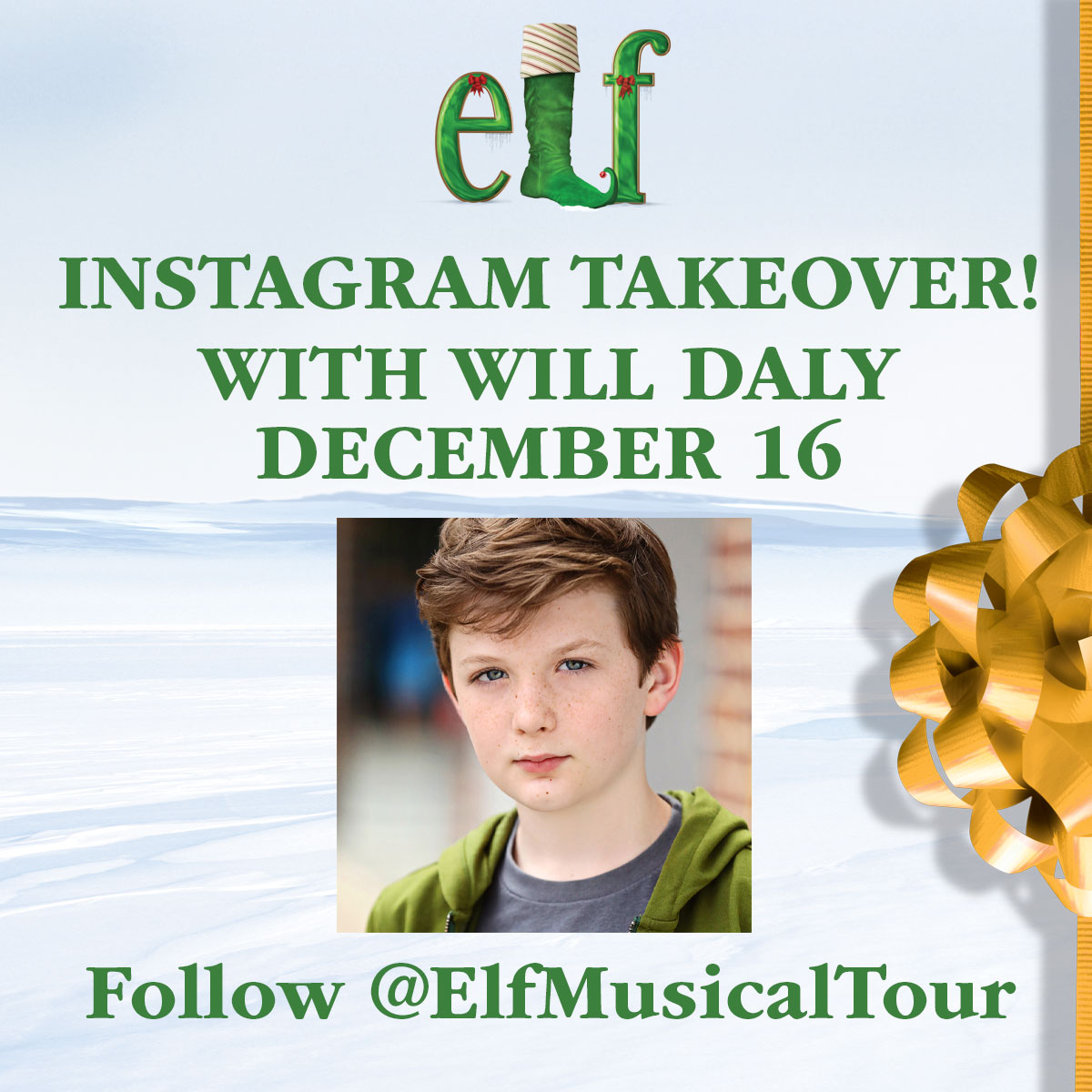 ELF The Musical (@elfmusicaltour) on Twitter photo Tune In Alert! Go behind the scenes with us at #ElfOnTour as Will Daly takes over our Instagram today from Columbus, OH! Follow along at <a href="/ElfMusicalTour/">ELF The Musical</a> on IG! Tune In Alert! Go behind the scenes with us at #ElfOnTour as Will Daly takes over our Instagram today from Columbus, OH! Follow along at <a href="/ElfMusicalTour/">ELF The Musical</a> on IG!