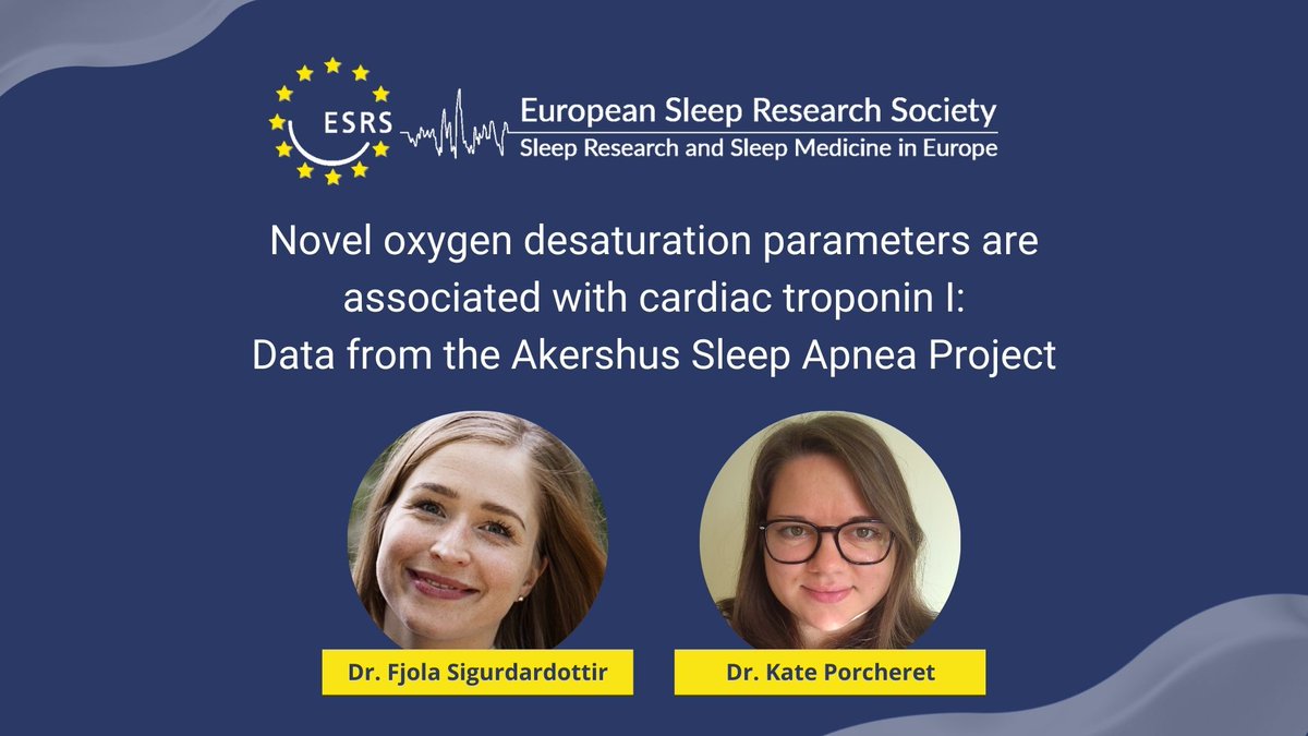 In an exciting #SSF interview, Dr. <a href="/FSigurdardottir/">Fjola Sigurdardottir</a> of Akershus University Hospital, Norway, talks to Dr. <a href="/PorcheretKate/">Dr. Kate Porcheret</a> about her latest publication, confirming that novel oxygen desaturation parameters are associated with cardiac troponin I.
▶️esrs.eu/news/sleep-sci…