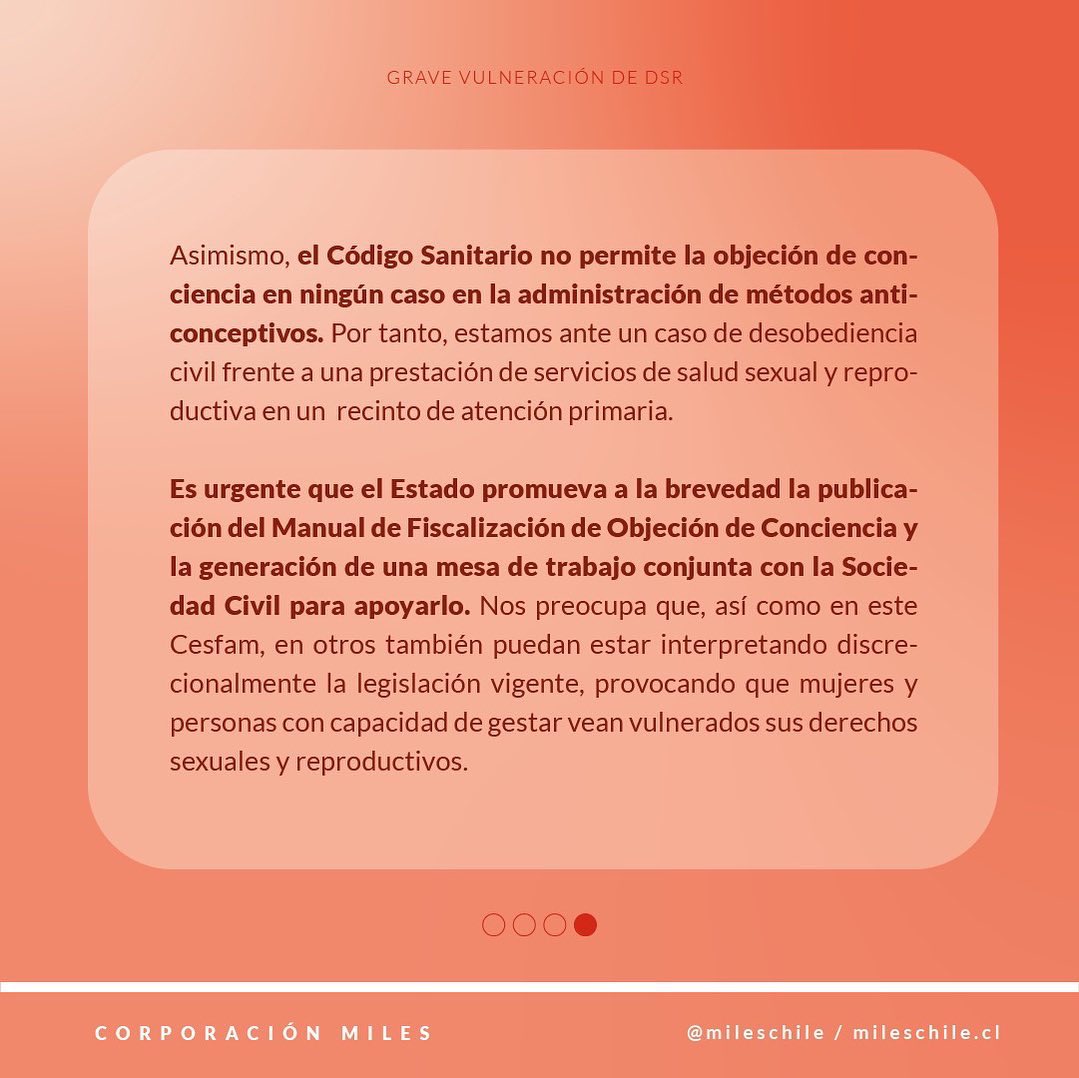 MilesChile's tweet photo. Declaración ante grave vulneración de derechos sexuales y reproductivos a usuaria a la que le negaron anticonceptivo DIU en Cesfam de Viña del Mar. 

Ayúdanos con un RT! https://t.co/swEoMiQqml