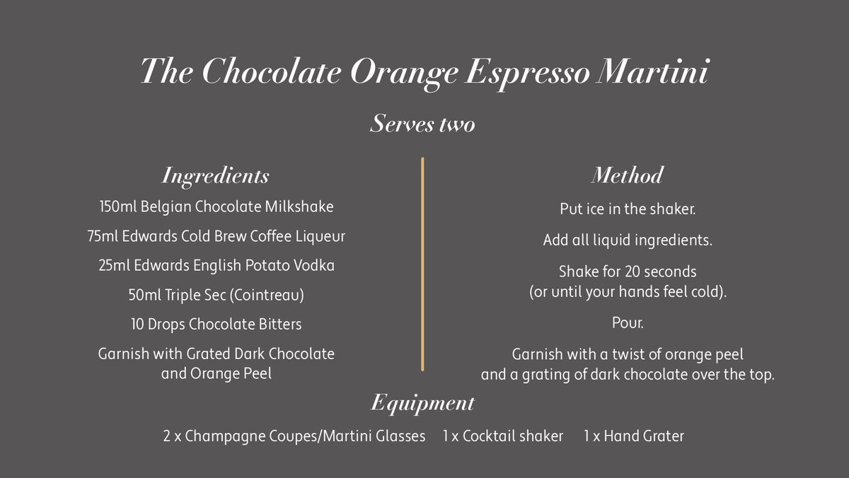 Its beginning to look a lot like Christmas 🎄

Our Chocolate Orange Espresso Martini

This festive delight will certainly put you in the party mood.  Perfect for Christmas get-togethers, or shake for an after dinner pick-me-ups 

#cocktails #christmas2022 #vodka #espressomartini