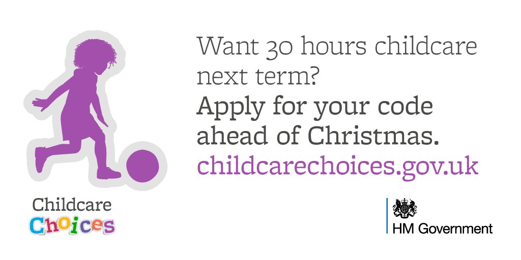 If your child is turning 3 before the 31st December they could be eligible for up to 30 hours funded childcare to start in January. You must apply now childcarechoices.gov.uk