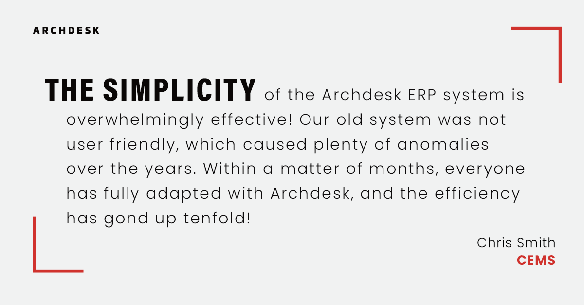 Archdesk (@archdeskapp) on Twitter photo Knowing we helped a client to achieve their goals is the biggest reward!
Learn how the process of setting up Archdesk looks like and how we can answer individual challenges the company is facing 💪
Check out CEMS #casestudy:
➡️bit.ly/3GYpdXR
#FeedbackFriday #HVAC Knowing we helped a client to achieve their goals is the biggest reward!
Learn how the process of setting up Archdesk looks like and how we can answer individual challenges the company is facing 💪
Check out CEMS #casestudy:
➡️bit.ly/3GYpdXR
#FeedbackFriday #HVAC