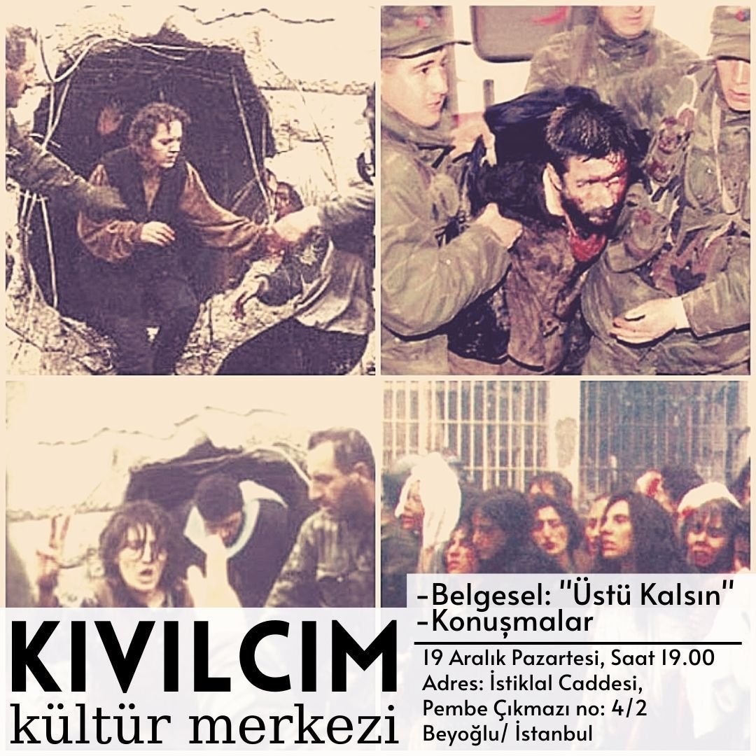 📢 19 Aralık Hayata Dönüş Operasyonunda hayatta kalanların kurduğu "Yaşam Evi" üzerine 2003'te çekilmiş kısa film Üstü Kalsın'ı izliyoruz. 

📅 19 Aralık Pazartesi
🕖 19:00

#kıvılcımkültürmerkezi
#hayatadönüşoperasyonu