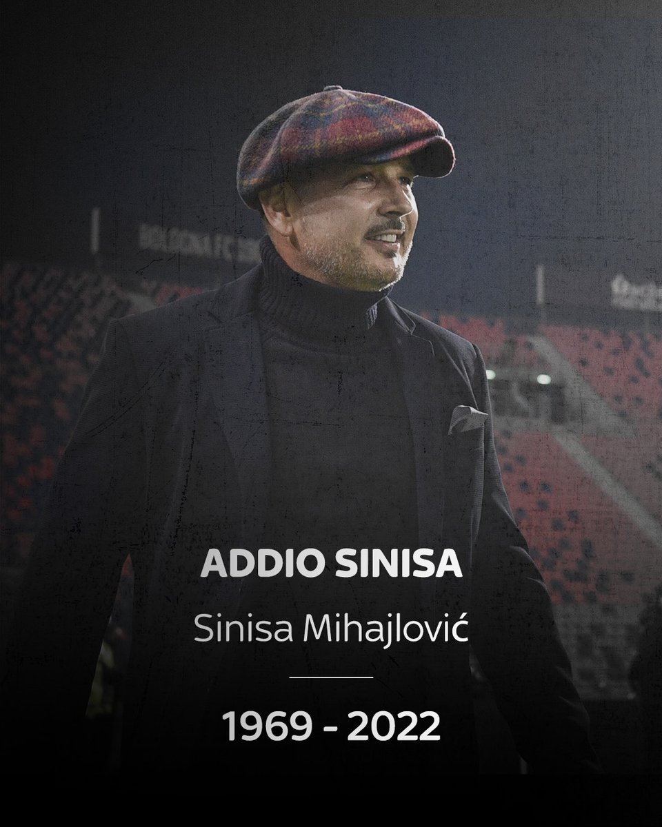 All'età di 53 anni ci lascia Sinisa Mihajlovic 

#SkySport #SinisaMihajlovic #Mihajlovic