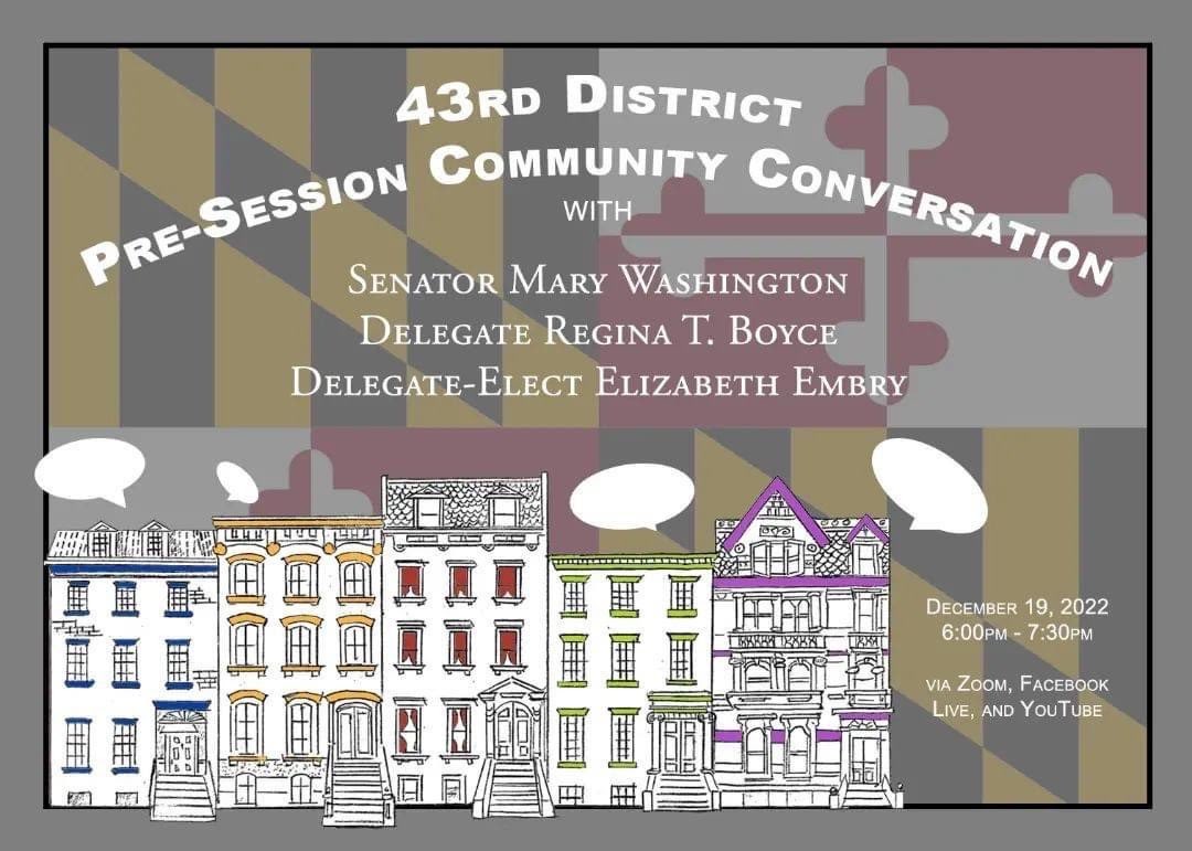 1/2 This upcoming Monday, December 19th at 6pm, <a href="/StateSenMaryW/">State Senator Mary Washington</a>, <a href="/reginatboyce/">Delegate Regina T. Boyce</a> , &amp; <a href="/Embry4Delegate/">Elizabeth Embry</a> want to hear from you about issues important to you as they go into the General Assembly session which starts in January. They will also talk about their priorities for the session.